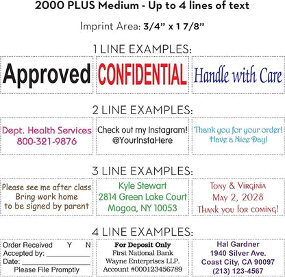 COLOP Medium Size Self Inking Custom Text Stamp - Choose from Many Fonts & 15 Ink Colors