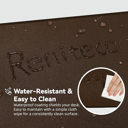 Reniteco Waterproof Large Gaming Mouse Pad with Durable Stitched Edges, Non-Slip Rubber Base, Grainy Jacquard Mouse Mat Desk Pad for Home Office Gaming, 35.4''x15.7''x0.12'', Matte Brown