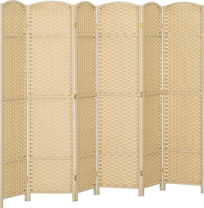 HOMCOM Room Divider, 6 Panel Folding Privacy Screen, 5.6' Tall Freestanding Wall Partition for Home Office, Bedroom, Beige
