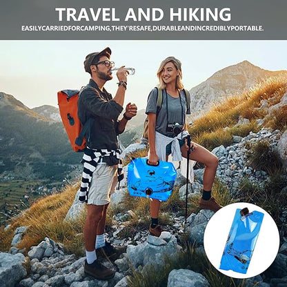 Collapsible 8L Water Storage Bag, BPA-Free Portable Folding Water Jug with Adjustable Faucet, Leakproof Emergency Water Bag for Camping, Hiking, Riding, Outdoor Sport (4, Blue)