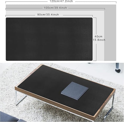 Mydours 36" x 16" Large PU Leather Desk Pad with Non-Slip Suede Base, Black Waterproof Mouse Pad, Spacious Surface for Keyboard & Laptop, Office Home Gaming Desk Protector, Easy Clean Smooth Cover
