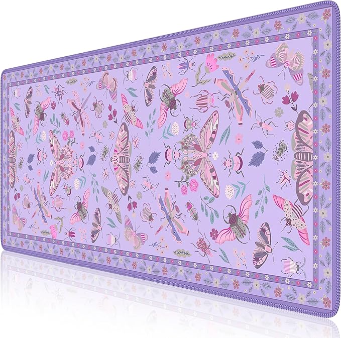 iCasso Purple Large Mouse Pad, Desk Matt for Desktop, XXL Desk Mat for Keyboard and Mouse, Anti-Slip Big Mousepad Computer Mat with Stitched Edges