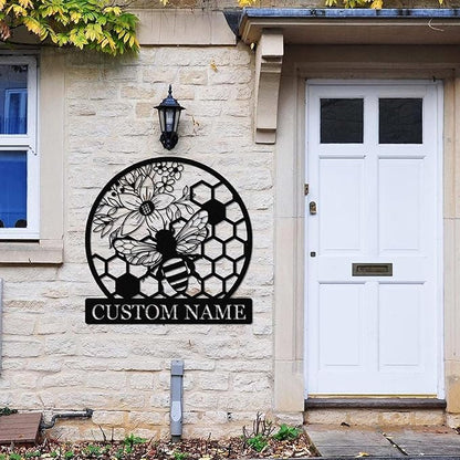 Dyoart Custom Honey Bee Metal Sign | Personalized Metal Bee Wall Art | Custom Garden Signs Outdoor Metal | Bee Hive Decor | Gift for Gardener Bee Keeper | Funny Bee Wall Decor for Home Garden Yard