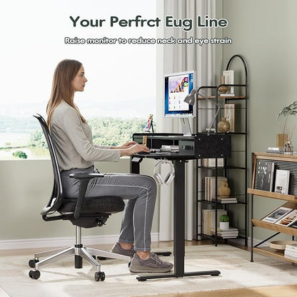 Homall Electric Standing Desk with 2 Drawers, Adjustable Height Computer Desk with Monitor Shelf Sit Stand Table with Splice Board Quick Install for Home Office (Black, 48 Inch)