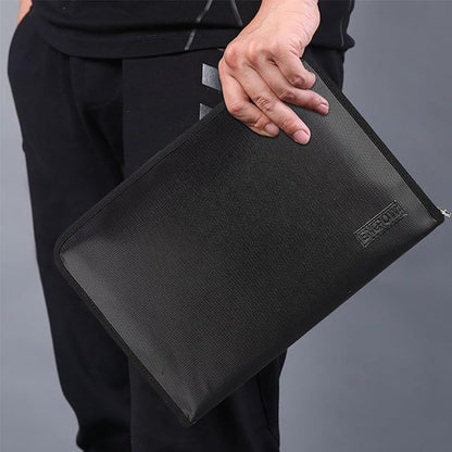 ENGPOW Expanding File Folder,Fireproof 13 Pockets Document Organizer Bag | Accordion File Organizer with Zipper＆Labels,Portable Home Travel Safe Storage for Important Files,Papers,Letter Size,Black
