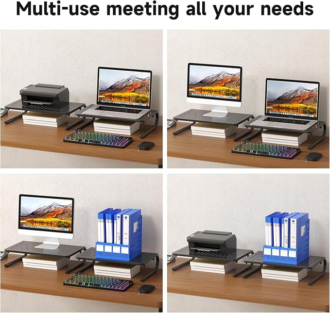suptek Monitor Stand Riser for Computer,Laptop,Printer, Notebook and All Flat Screen Display with Vented Metal Platform and 4 Inches Height Underneath Storage (MST004-2)