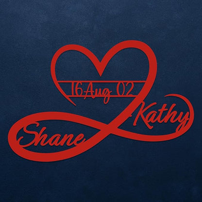 Personalized Valentines Metal Wall Sign, Custom Infinity Heart Love Couple Name Sign, Valentine's Wedding Gifts for Couples, Metal Engagement Sign, Home Decoration, Gift for Anniversary