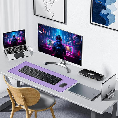ALOANES Waterproof Mouse Pad with Durable Stitched Edge, XL Gaming Keyboard Pad, Non-Slip Rubber Base Mouse Mat, Extended Desk pad for Gamer, Office & Home, Lavender Mousepad 31.5''x 11.8''x 0.12''