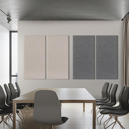 2” Thick Acoustic Panels with Hanging Hardware, 2 PCS 47.2” x 23.6” Fiberglass Sound Absorbing Panels for Home Theater Church Office Wall, Linen