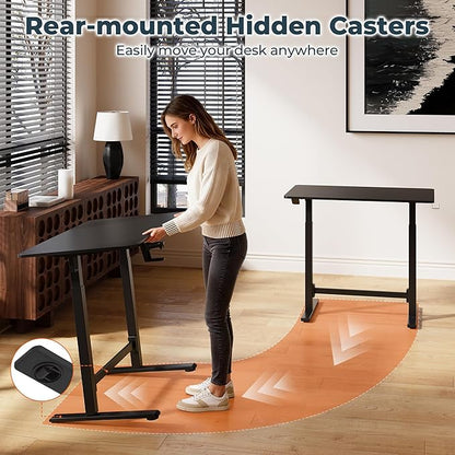 FitStand Small Pneumatic Adjustable Stand Up Desk, Rolling One-Piece Standing Desk 31.5 x 19.7 Inch, Home Office Desk Computer Workstation, Black