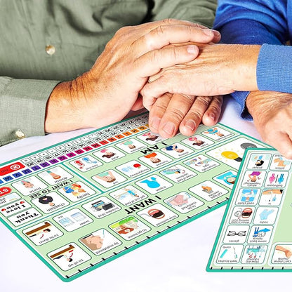 Geyoga 12 Pcs Nonverbal Communication Board, 16.73 x 11.22'' Patient Picture Symbol Communication Cards for Adults