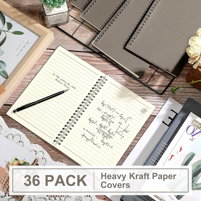 Yahenda 36 Pcs Spiral Notebook Bulk A5 Journal Lined 8.3'' x 5.5'' Writing Composition Paper Small Notepad Subject Notebook for Students Office Business Back to School Supplies (Dark Gray)
