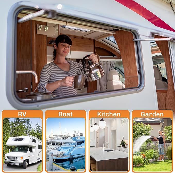 WELLUCK External RV Dual Water Filter System Reduce Chlorine and Odor, Camping Water Filter with mounting Bracket and Leak-Proof Brass Fittings for RVs Camping Trailer Motorhome Boat Marine Drinking