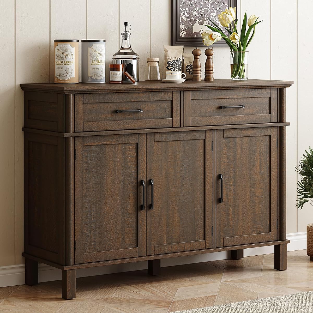 48 Inch Buffet Cabinet with Storage, Brown