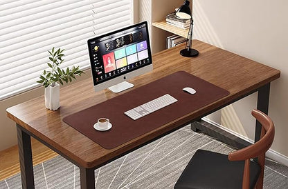 Huicon Faux Leather Desk Mat, 31.5"x15.7" Non-Slip PU Leather Desk Pad, 2mm Thick Desk Blotter with Stiched line, Retro Large Mouse Pad, Laptop Pad for Office & Home Use (Brown)
