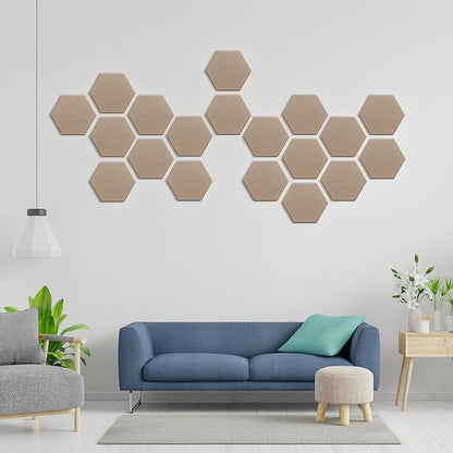 Hexagonal Acoustic Panels-12 Pack High-Density Sound Absorbing Panels 12"X10"X0.4" for Enhanced Noise Reduction, DIY Design, Idea for Studios, Offices, and Home Theaters(Dark Camel)