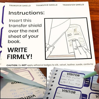 Specialist ID Visitor Log Book for Business or Schools - Expiring Visitor Sticker Badges and Sign in Book with Carbon Copy Record Keeping for Guest Tracking - Spiral Binder Registry (200 Badges)