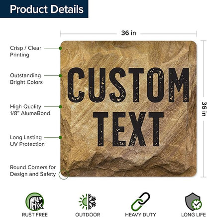 Custom Sign, Custom Street Sign, 11 Font Colors, 13 Font Styles, 4 Hole Options, 22 Sizes, 36x36 Inches, Rust Free DiBound, Fade Resistant, Made in USA by My Sign Center (Stone)