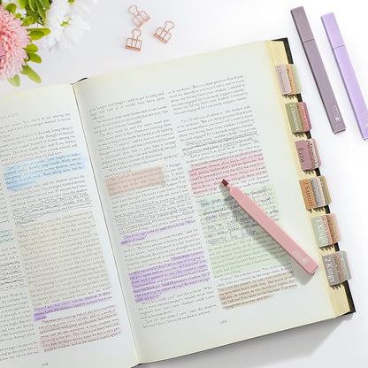 DazSpirit Bible Journaling Kit, Bible Study Supplies Set for Women & Men | 12 Pastel No Bleed Highlighters and 5 Black Pens & Laminated Tabs, Bible Essentials, Christian Gifts