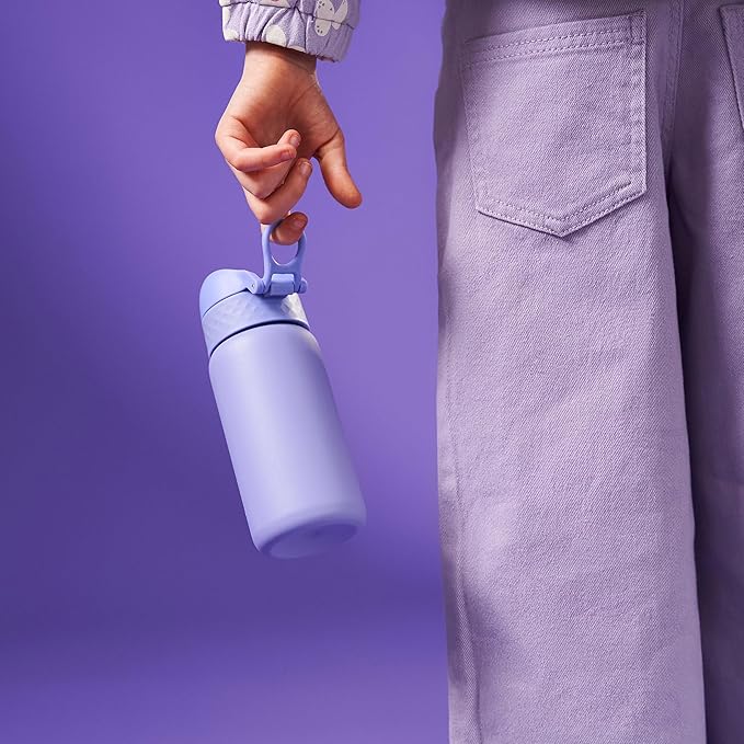 ION8 Insulated Steel Water Bottle, 320 ml/11 oz, Leak Proof, Easy to Open, Secure Lock, Dishwasher Safe, Carry Handle, Hygienic Flip Cover, Scratch Resistant, Durable Stainless Steel, Light Purple