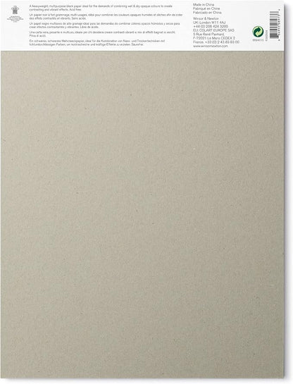 Winsor & Newton Professional Mixed Media Pad, 9" x 12", 25 Sheets, 200gsm, Black