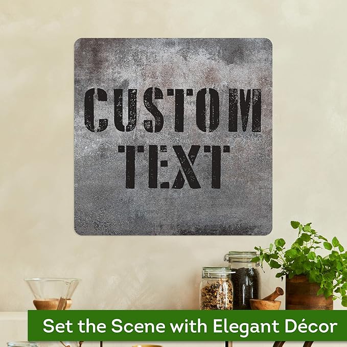 Custom Sign, Custom Street Sign, 11 Font Colors, 13 Font Styles, 4 Hole Options, 22 Sizes, 18x18 Inches, Rust Free DiBound, Fade Resistant, Made in USA by My Sign Center (Grunge Metal)