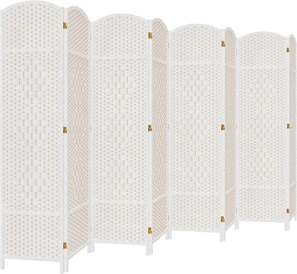 DURASPACE 8 Panel Room Divider, 6ft Tall Folding Privacy Screen, 19.5" Wide Panels, 360°Rotation, Hand-Woven Freestanding Wood Partition for Room Separation
