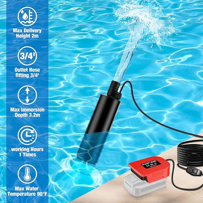 Water Transfer Pump Compatible with Bauer 20V Battery, 500GPH Power Water Pumps with Sediment Filters Brushless Utility Pump for Pool Garden Pond (Tool Only)
