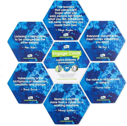 We! Engage Cards - Conversation Cards to Build Trust & Connection - 56 Inspiring Pieces with Quotes, Photos, & Activities - Ideal for Office Meetings, Ice Breakers, and Educational Team Building