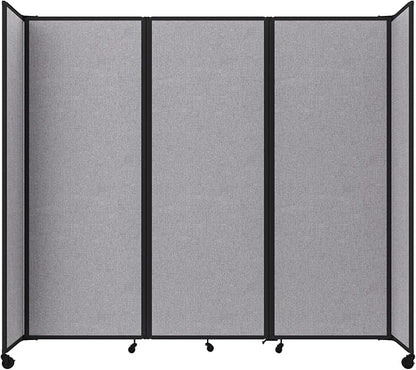 Versare Room Divider 360 Portable Wall Partition | Folding Panels | Large Freestanding Divider | Locking Wheels | Temporary Room Separator