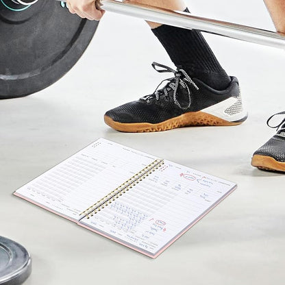 Fitness Journal Workout Planner for Women & Men, A5 (6.4" x 8.3") Workout Journal Log Book Planner Gift for Track Gym Essentials, Home Workouts, Track Progress, Achieve Wellness Goals, Pink