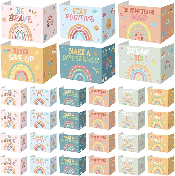 Honoson 24 Pcs Bulk Inspirational Privacy Folders for Students Cardboard Test Privacy Boards Motivational Words Desk Dividers Shield for Classroom School Study Supplies, 6 Styles (Bohemian)