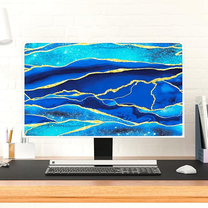 Baocicco Royal Blue Marble Waterproof TV Cover 58, 59, 60 Inch Creative Design Monitor Accessories Laptop TV LCD Screen Television Decoration for Tablet LED LCD OLED TVs Decorations