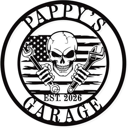 Personalized Garage Metal Sign - Custom Workshop Wall Decor for Dad, Grandpa - Vintage Man Cave Name Plate - Outdoor Metal Wall Art - Unique Birthday & Father's Day Gifts for Him, Papa