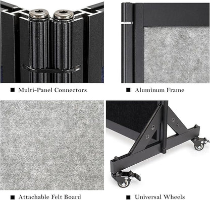 Strongbird Room Partition,Office Divider,Portable Commercial Screen Dividers,Privacy Partition Separator,Classroom School Dividers,6'4"L* 6'7"H,3 Panel,Light Grey