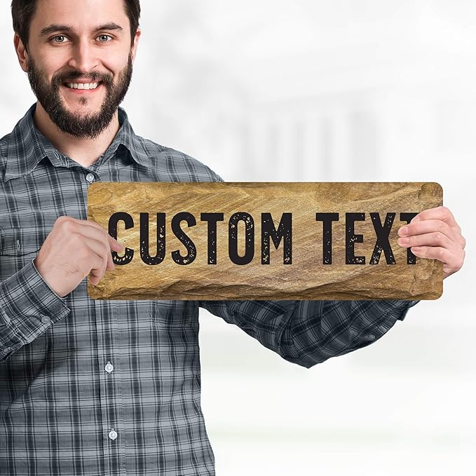 Custom Sign, Custom Street Sign, 11 Font Colors, 13 Font Styles, 4 Hole Options, 22 Sizes, 6x18 Inches, Rust Free DiBound, Fade Resistant, Made in USA by My Sign Center (Stone)