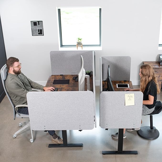 VIVO Clamp-on/Screw-on 60 x 24 inch Privacy Panel, Sound Absorbing Cubicle Desk Divider, Acoustic Partition, Gray, PP-1-V060G