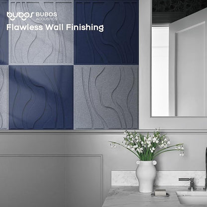 BUBOS Large Acoustic Panels, 6-Pack Soundproof Wall Panels Thickened 23.6 x 23.6 Inches, Self-Adhesive Sound Absorbing Panels Decorative for Recording Studio Office Home Theater, Navy Blue