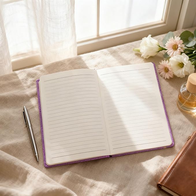 Custom Notebook and Pen Set - Personalized Cover with Logo/Text/Photo, Glitter Design & Rose Gold Accents, Customizable Journal with Matching Pen for Gifts/Office/School, Make It Unique, RoseRed