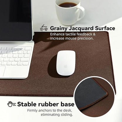 Reniteco Waterproof Large Gaming Mouse Pad with Durable Stitched Edges, Non-Slip Rubber Base, Grainy Jacquard Mouse Mat Desk Pad for Home Office Gaming, 31.5''x11.8''x0.12'', Matte Brown