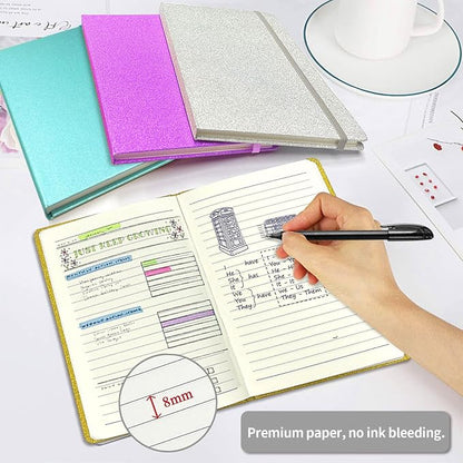 Custom Notebook and Pen Set - Personalized Cover with Logo/Text/Photo, Glitter Design & Rose Gold Accents, Customizable Journal with Matching Pen for Gifts/Office/School, Make It Unique, Green