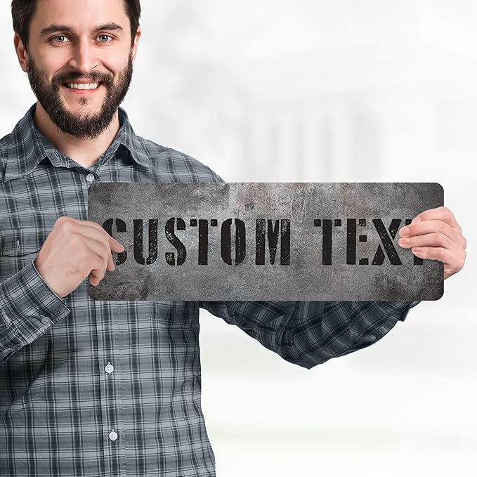 Custom Sign, Custom Street Sign, 11 Font Colors, 13 Font Styles, 4 Hole Options, 22 Sizes, 6x18 Inches, Rust Free DiBound, Fade Resistant, Made in USA by My Sign Center (Grunge Metal)