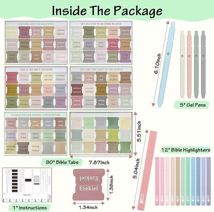 DazSpirit Bible Journaling Kit, Bible Study Supplies Set for Women & Men | 12 Pastel No Bleed Highlighters and 5 Black Pens & Laminated Tabs, Bible Essentials, Christian Gifts