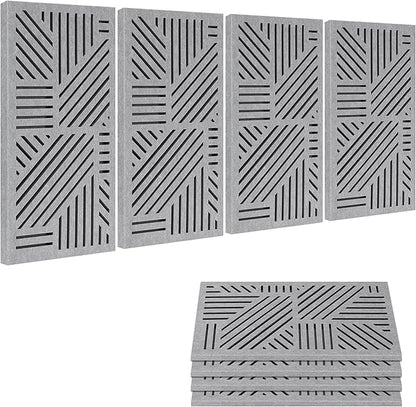 BUBOS 4 Pack Thickened Acoustic Panels, 23.6''x11.8'' Self-Adhesive Sound Absorbing Cavity Acoustic Wall Panels for Theater Studio Room Recording Room Gaming Room Meeting Rooms,VortexCore Grey