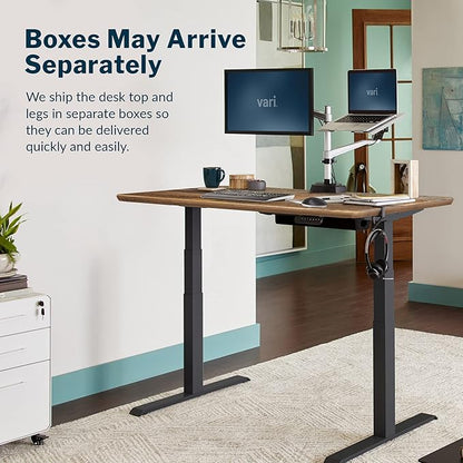 Vari Classic Electric Standing Desk - VariDesk Height Adjustable Sit/Stand Desk - Dual Motor with Memory Presets, Stable T-Style Legs - Gaming or Home Office Workstation - 60”x30”, Reclaimed Wood