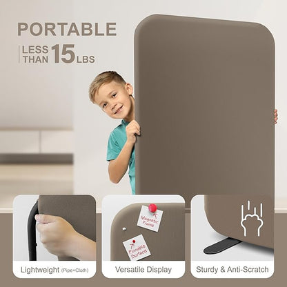 DECOLAB Standing Room Partition, Space Privacy Divider, Portable Wall Panel for Studio Apartment, Office, Home, Classroom, Scratch Resistance, 29"x65", Taupe