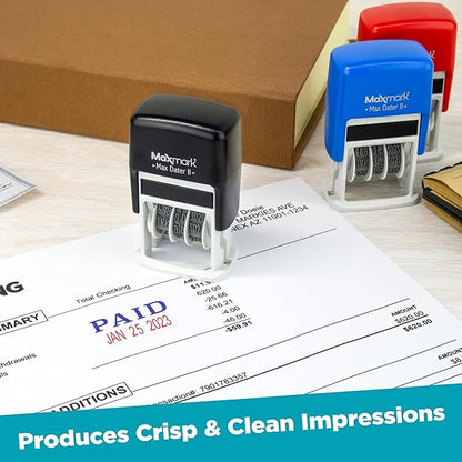 MaxMark Self-Inking Rubber Date Office Stamp with OVERDUE Phrase & Date - Blue Ink (Max Dater)
