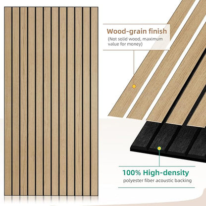 AUTORIFIC Wood Veneer Acoustic Panels, 4 Pack 47.2”x23.6” Sound Panels, Decorative Large Wood Panels for Wall, for Office,Home Theater,Studio,Living Room, Teak(Mitred)