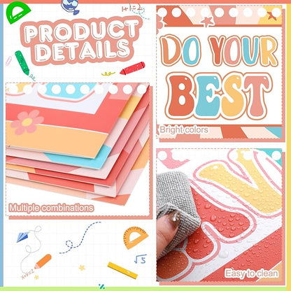 Honoson 24 Pcs Bulk Inspirational Privacy Folders for Students Cardboard Test Privacy Boards Motivational Words Desk Dividers Shield for Classroom School Study Supplies, 6 Styles(Groovy)