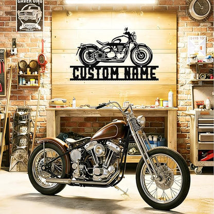 Custom Motorcycle Metal Sign Personalized Biker Name Sign Motorcycle Wall Art Motorbike Signs Garage/Man Cave Decor Gift for Bikers Men Husband